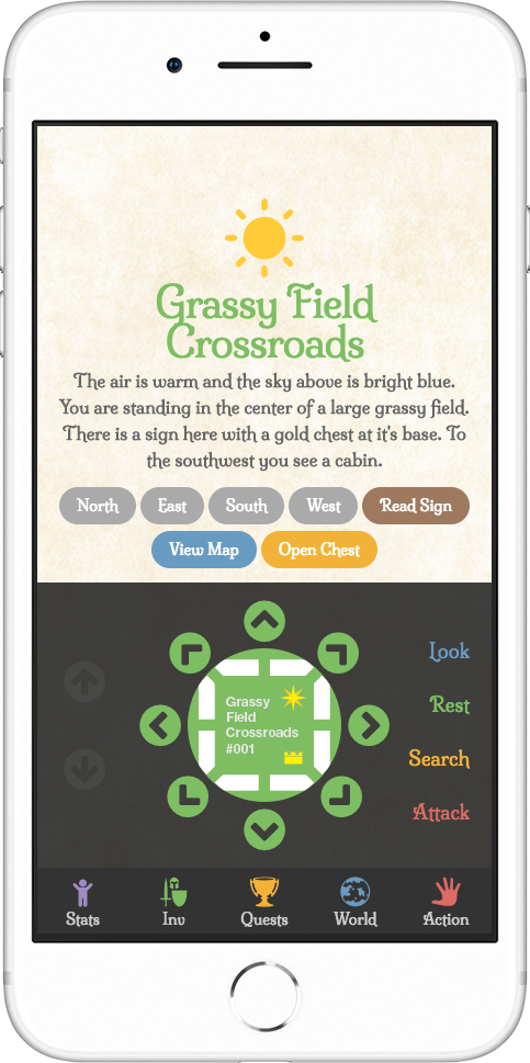 light gray rpg demo mobile grassy field crossroads screenshot