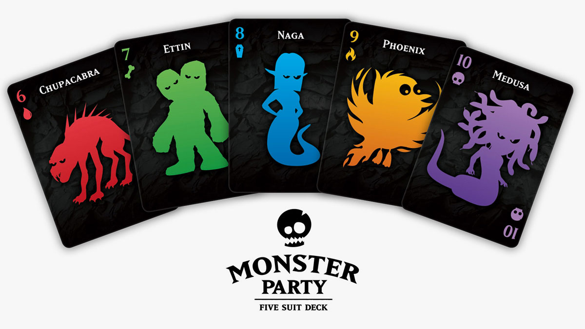 Monster Party Playing Cards - Five Suit Deck Spread